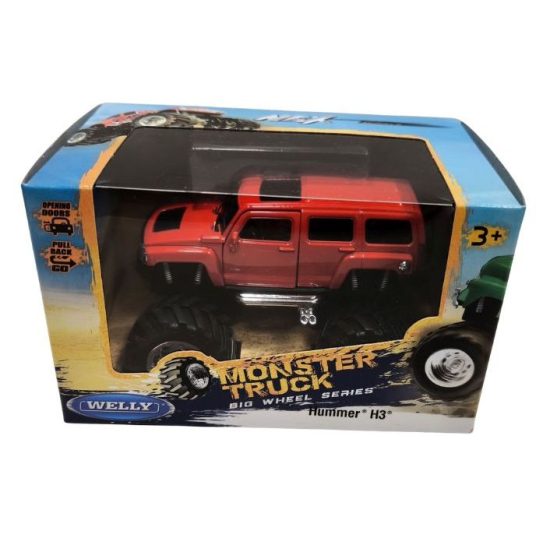 Model Hummer H3 Monster Truck czerwony w pudełku Welly Big Wheel Series