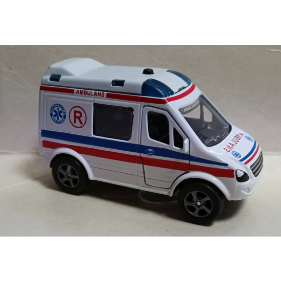 Samochód metalowy pogotowie ambulans  na baterie dźwięk światło 1029