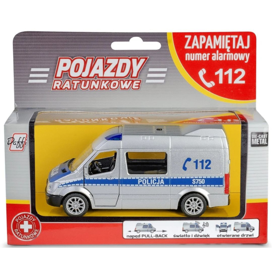 Model policyjnego pojazdu ratunkowego Daffi metalowy