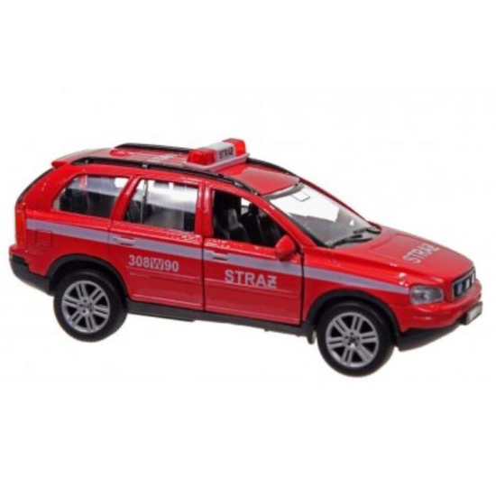 Metalowy samochód strażacki 14 cm – czerwone auto z napisem STRAŻ