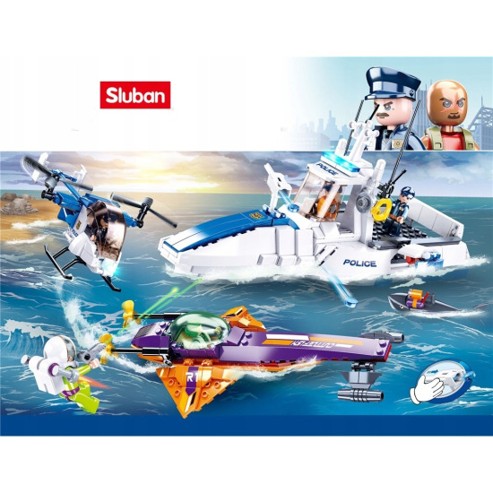 sluban klocki policja motorówka samolot helikopter b0827