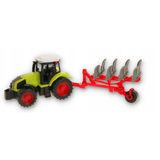 Zestaw farmerski traktor z pługiem Gazelo na tekturowej podstawce ekspozycyjnej