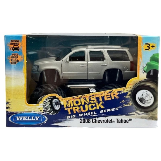 Metalowy model WELLY Monster Truck Chevrolet Tahoe 2008 srebrny