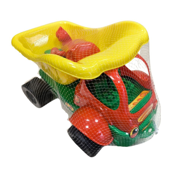 Samochód Wywrotka Bączek 33 cm – zabawka dla dzieci z konewką, łopatką i grabkami