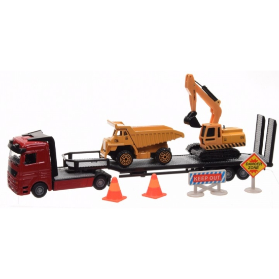 Zabawka ciężarówka metalowa tir laweta maszyny drogowe 7011