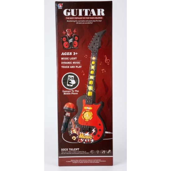Interaktywna gitara elektryczna dla dzieci z mikrofonem podświetlany gryf zasilana na baterie SWEDE Rock Talent