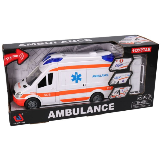 Interaktywny ambulans z otwieranymi drzwiami i sygnałami alarmowymi