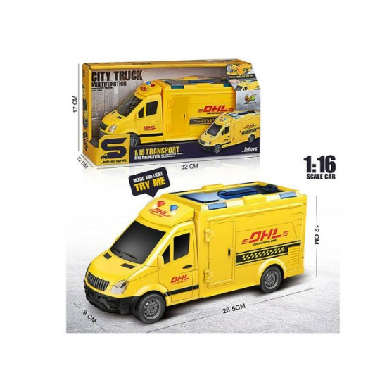 Zabawka samochod kurierski DHL na baterie światło dźwiek 6357