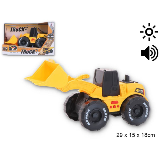 Zabawka spychacz na baterie z dźwiękiem i światłem – interaktywny pojazd budowlany