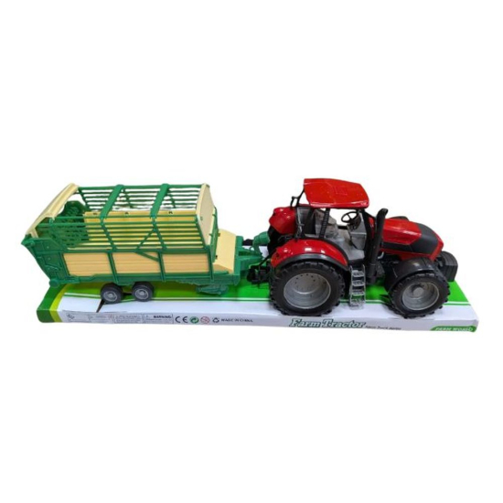 zabawka traktor rolniczy z duzą przyczepą samozbierającą