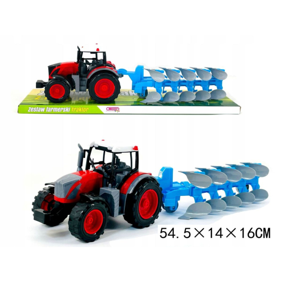 Duży traktor z pługiem – realistyczna zabawka rolnicza 3933