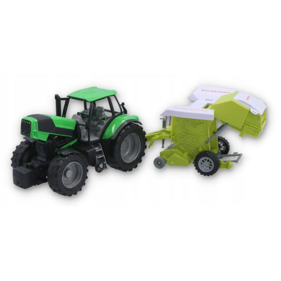 duży traktor z prasą rolującą