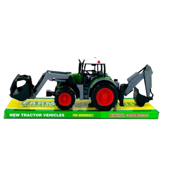 Traktor z tur-em i koparką, zabawka rolnicza z napędem dla dzieci 3+