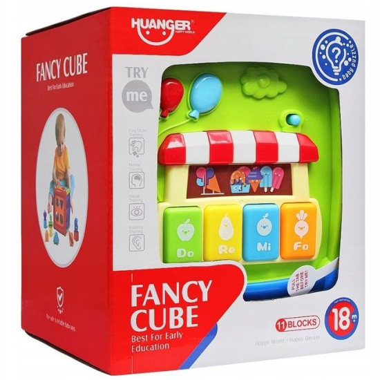 Interaktywna kostka edukacyjna 6w1 dla dzieci z efektami świetlnymi