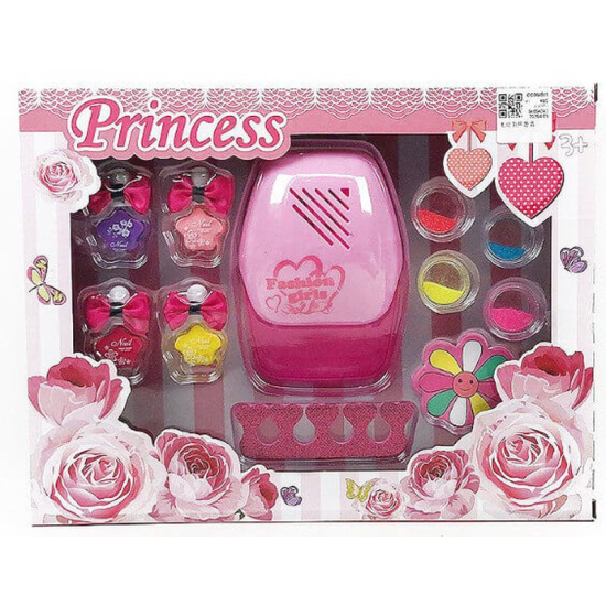 Zestaw do stylizacji paznokci dla dzieci Princess z lampą i lakierami – widok opakowania