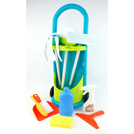Zestaw do sprzątania dla dzieci z wózkiem na kółkach