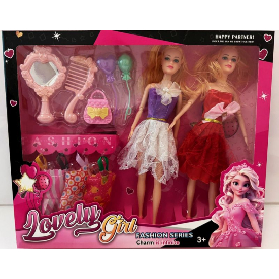 dwie lalki modowe z ubrankami dla dzieci