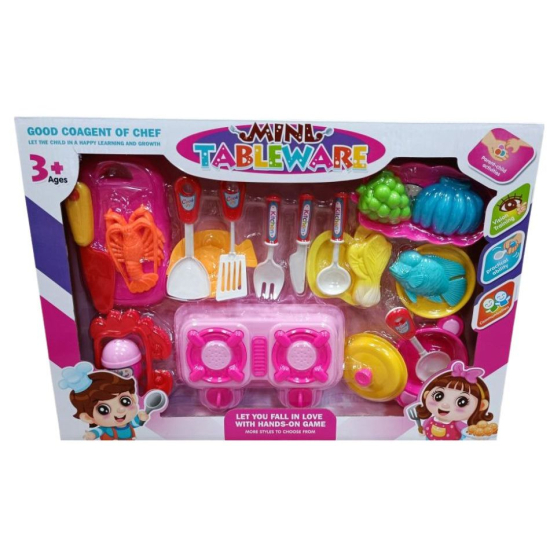 Zestaw kuchenny dla dzieci z kuchenką, garnkami i akcesoriami do gotowania