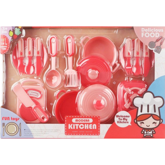 Zabawka kuchnia dla dziewczynki – garnki, talerze, kuchenka