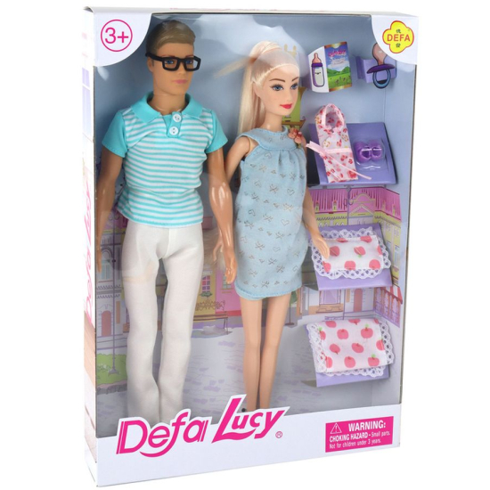 Lalka w ciąży Kevin i Lucy zestaw rodzinny z bobasem