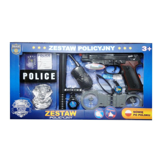 Zestaw Policyjny dla Dzieci z Dźwiękami PL – Pistolet Kajdanki Pałka