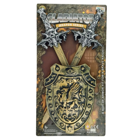 Zabawka rycerz tarcza z mieczami dla dzieci