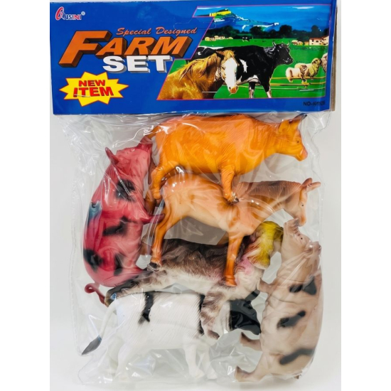 Zestaw 6 dużych figurek zwierząt domowych na farmę w opakowaniu Farm Set