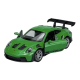 Model Porsche 911 GT3 RS Welly zielony z otwartymi drzwiami widok przód