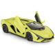 Zielony model kolekcjonerski Lamborghini Sián FKP 37 w skali 1:39 z uniesionymi drzwiami skrzydłowymi