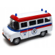 Model karetki NYSA 522 Ambulans Welly 1:34 biało-czerwony z niebieskim pasem widok z przodu