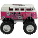 Boczny profil modelu VW T1 Bus Monster Truck Welly z grafiką Love and Peace i wydechem chromowanym