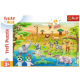 Puzzle Trefl 24 el. Maxi Babies and the Bear – kolorowa ilustracja zwierząt safari (słoń, zebra, żyrafa)