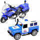 Zestaw pojazdy policyjne jeep i motor na baterie światło dźwięki 8412