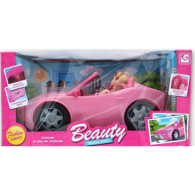 Różowy samochód z lalką dla dziewczynek 8594