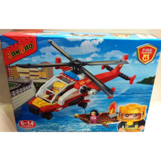 Klocki Banbao dla dzieci helikopter strażacki -zestawy strażackie