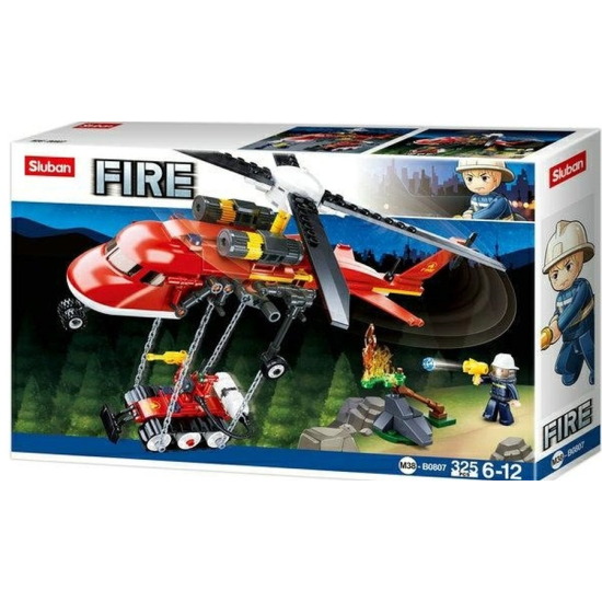 Zestaw klocków Sluban B0807 – helikopter strażacki ratowniczy i pojazd ze spychem.